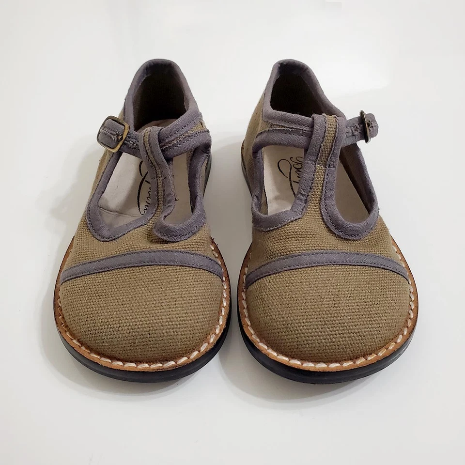 Bonpoint Baby Toddler Girls T-Strap Shoes Sz 22 US 6.5 Canvas Spain - Image 3 of 4