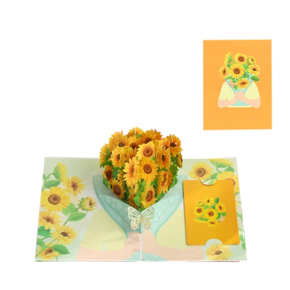  - Sunflower Bouquet In Hand 3D Pop Up Greeting CardMother's Day Anniversary Birthday Thank You - Image 2