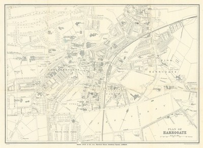 HARROGATE Vintage Stadt/Stadtplan. Yorkshire. WARD LOCK 1927 alte Vintage Karte