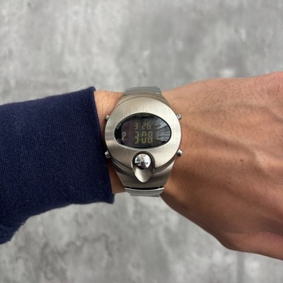 Vintage 90s SEIKO ALBA SPOON Digital Watch Silver Y2K Rare Japan