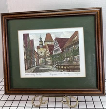 Ernst Geissendorfer Rothenburg Tauter Etching Print Signed Framed Etching #2