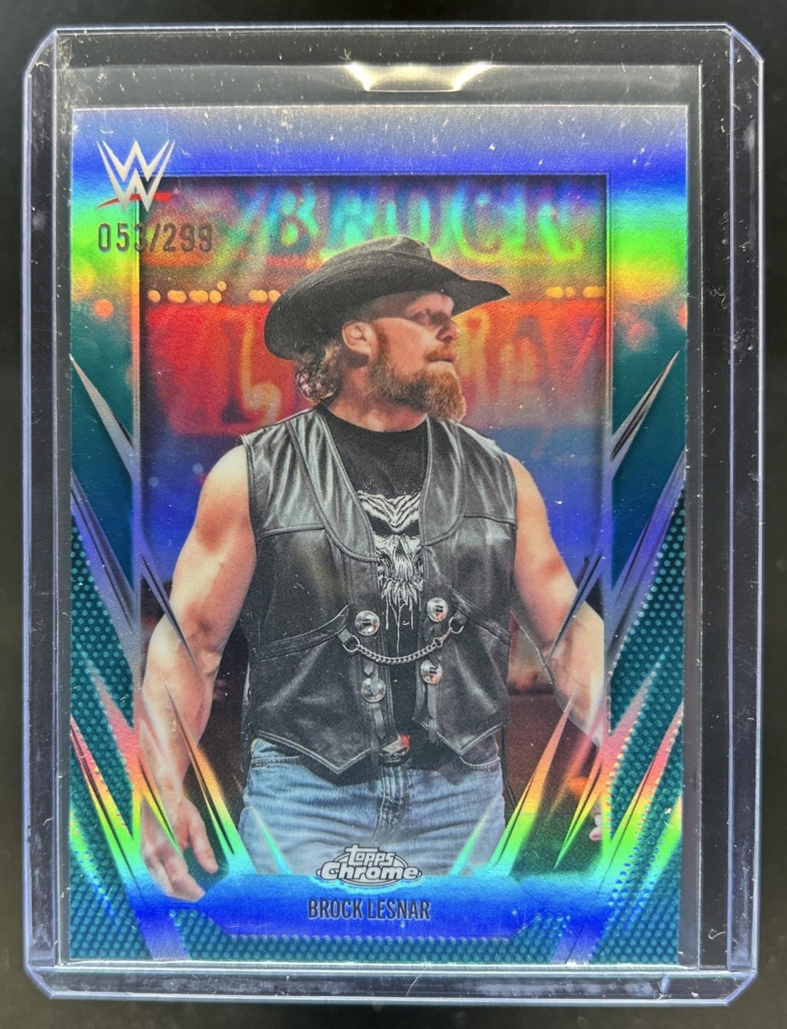 2026 Topps Chrome WWE Brock Lesnar Teal Refractor #/299