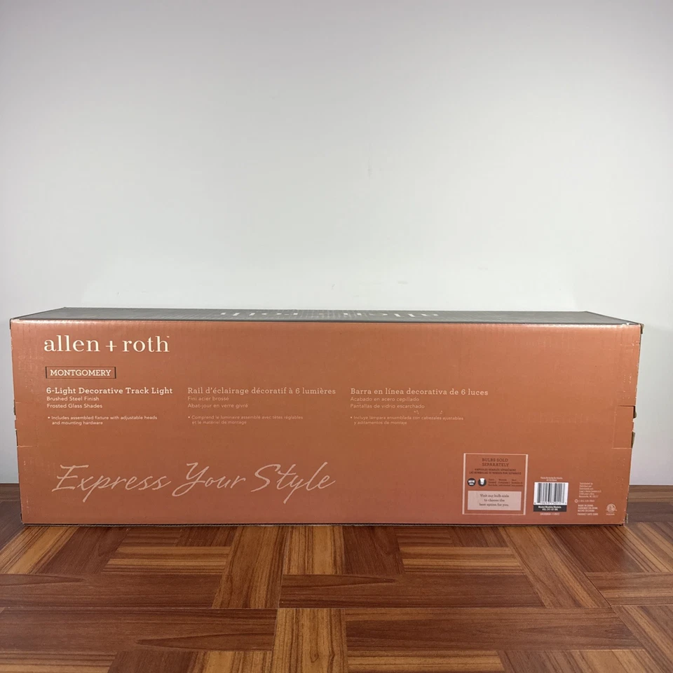 Allen + roth 5,8 футов x 9 дюймов x 5,1 дюйма 6-светлая матовая стальная гусеничная планка Montgomery - Изображение 4 из 4