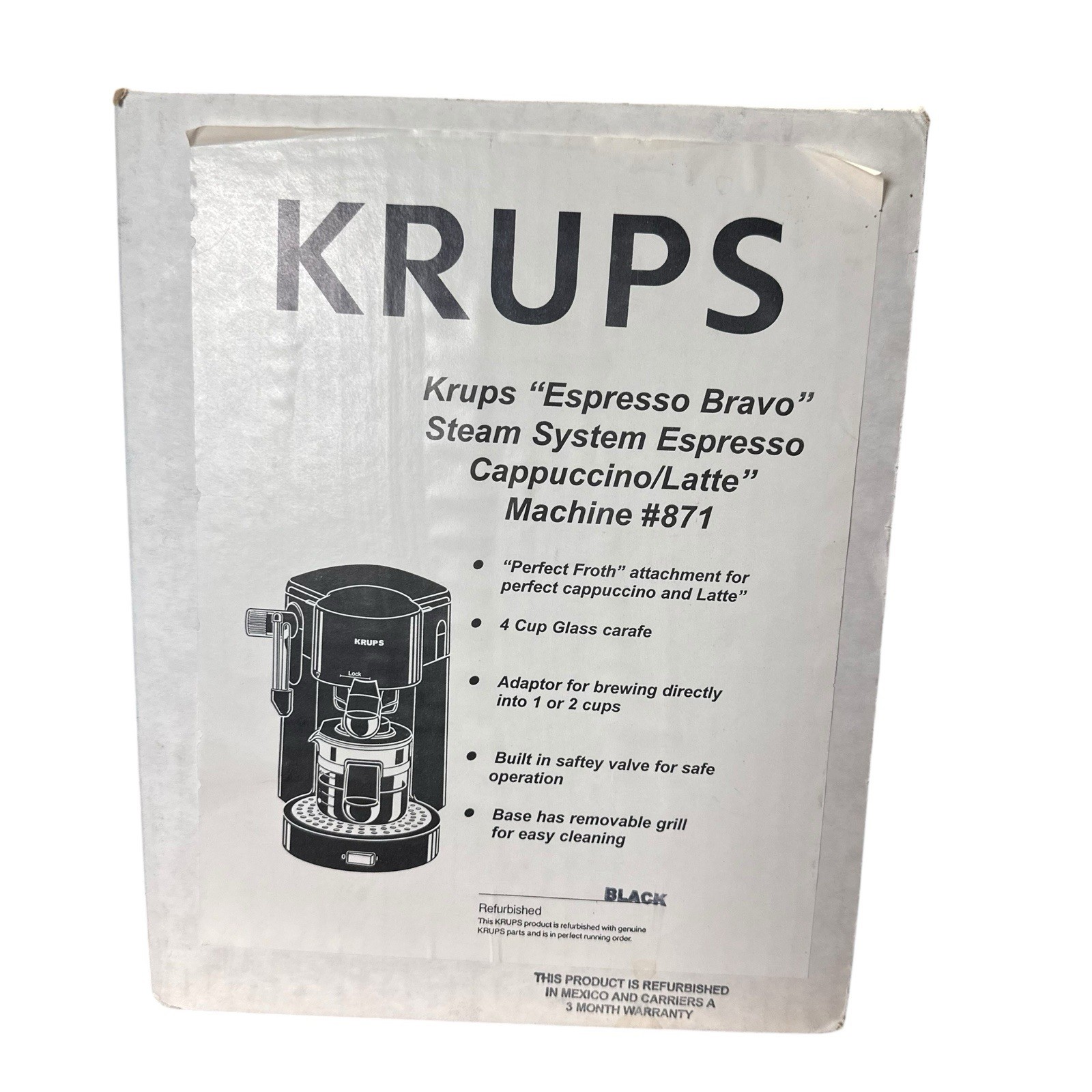 Vintage Krups Espresso Bravo Cappuccino Latte Machine in Black Model 871