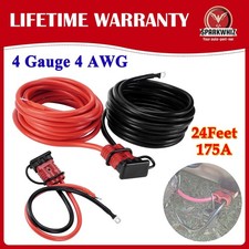 24 FT Heavy Duty Quick Disconnect Winch Power Cable 4 Gauge 4 AWG Copper Wiring