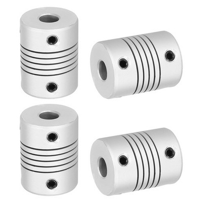 4 Pcs Flexible Couplings 5mm to 6.35mm Aluminum Joint Connector, D25 x L19mm