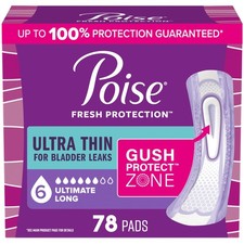 Poise Ultra Thin Incontinence Pads  Postpartum for Long Length, White