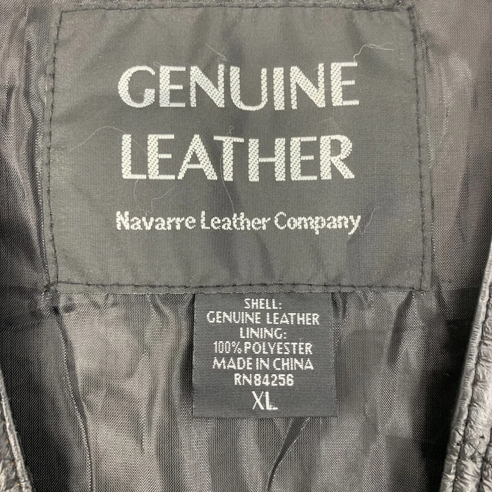 Colete Vintage 1980 Navarre Leather Co. Masculino Tamanho XL Couro Preto Snap Front - Imagem 3 de 4