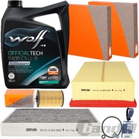 Dr!Ve+ Filterset 5Tlg+Wolf 5W30 ÖL Passend FüR Golf 7 Passat B8 Touran 5T A3 8V