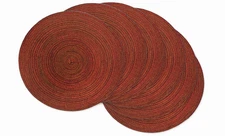 DII Variegated Christmas Red Round Placemats 15" Set of 6 Festive Indoor/Outdoor