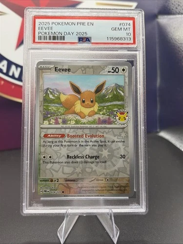 Eevee - (Pokemon Day 2025) (Reverse Cosmos Holo) 074/131 Promo PSA 10