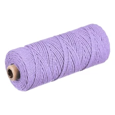 Cotton Rope Twisted Braided Rope Cord, Light Purple 100m/109 Yard 2mm Dia