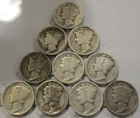 90% Silver Mercury Dimes – Silver Coin Lot (10)-AVERAGE CIRCULATION-LOT 4