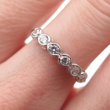 925 Sterling Silver Round-Cut C Z Half Eternity Band Ring Size 7.25