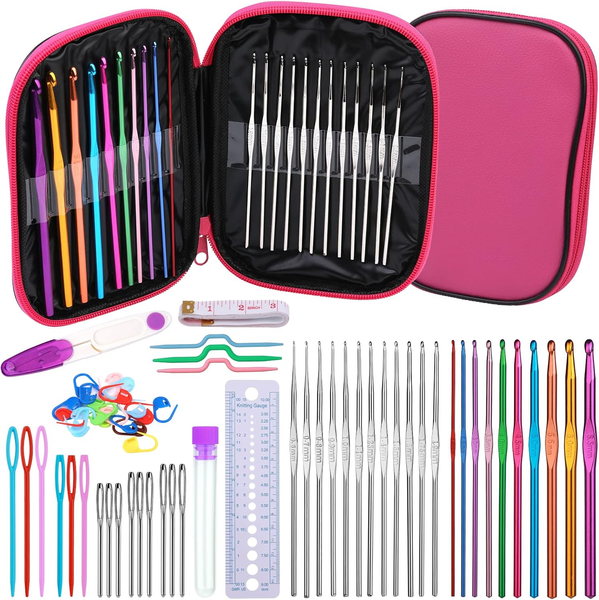 HäKelnadel-Set, 60-Teiliges HäKelnadel-Set Mit Aufbewahrungsbox, Ergonomische St-image