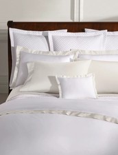 LOT 2 Ralph Lauren RL Organic Sateen Border European Shams 26x26  Parchment Whit
