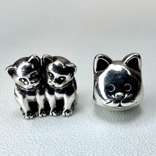 Pandora Silber Purrfect Together & Curious Cat Animal Charms Sterling 925 ALE