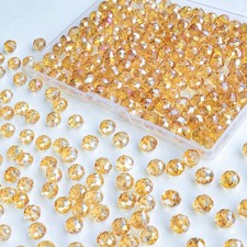 Crystal Glass Beads 220pcs 10mm Round Gold Champagne For Jewelry Making