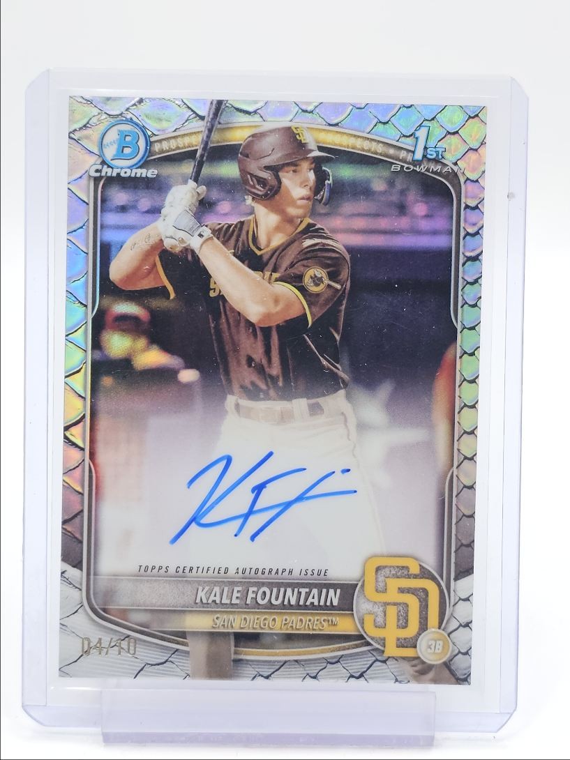 KALE FOUNTAIN 2025 BOWMAN CHROME 1ST BLACK REPTILIAN PADRES AUTO /10 Q3562