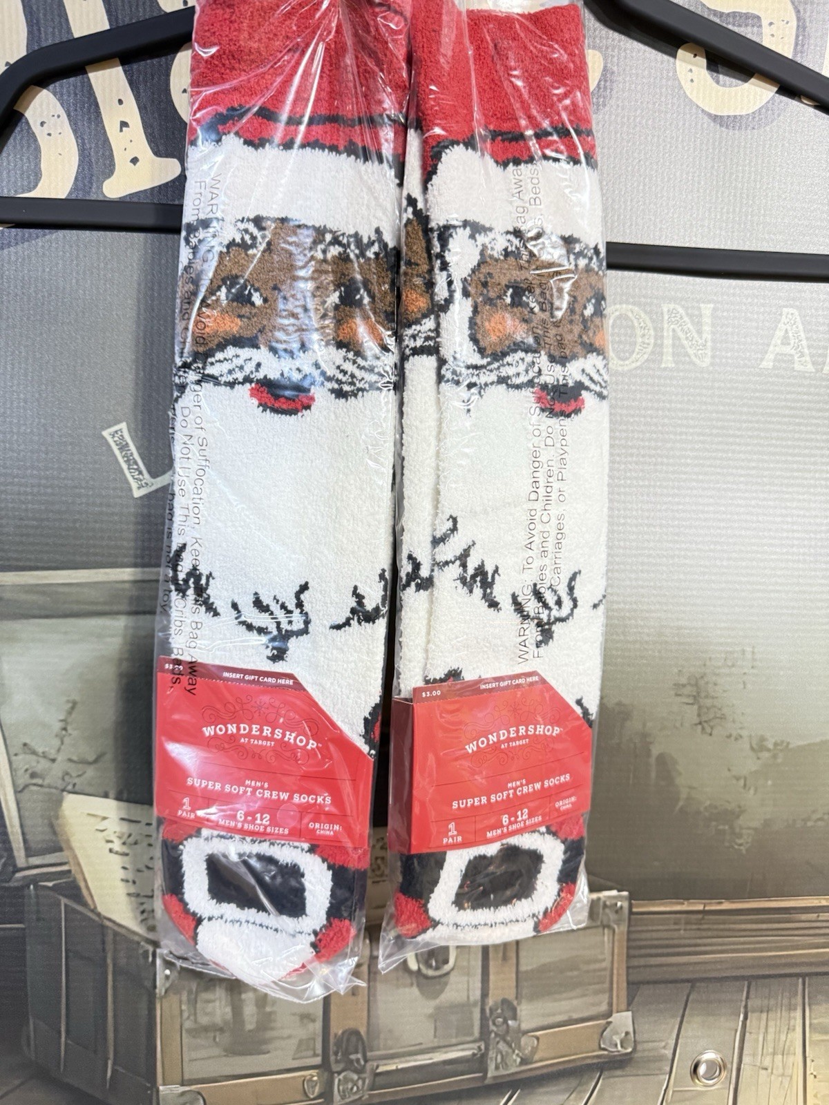 2 Pairs NEW Black Santa Men’s Christmas Crew Socks Size 6-12 2 Pairs Per Order