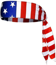 USA Flag Headband Patriotic Bandana Red White Blue Stars Stripes Sports 4th July