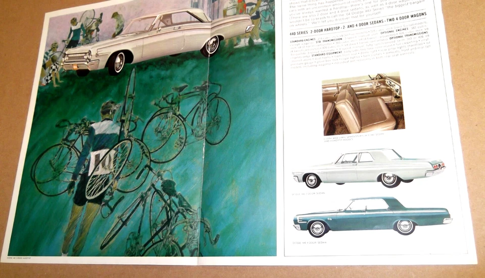 1964 Dodge 440 Series Original Dealer Foldout Advertisement Print Ad 64 Art - Image 2 of 3