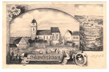 Schwieberdingen b. Markgröningen Stuttgart Kr. Ludwigsburg Dorf Litho Steus 1908