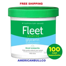 Fleet Adult Glycerin Laxative Suppositories, Constipation Relief, 100 Count