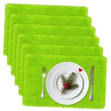 6PCS Christmas Table Placement, 17.7  11.8 Inch Lime Green Faux 17.7in 11.8in