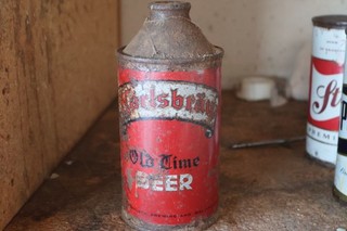 KARLSBRAU. OLD. TIME BEER. COLORFUL. CONE TOP