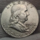 1963 D Franklin Half Dollar - 90% Silver - 0.3617 Troy Ounces ~ F63d