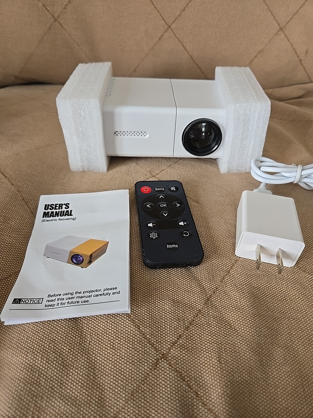 HD LED Multimedia Mini Projector bundle,  power cable, USB HDMI Inputs-image