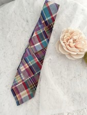 VTG 90s Cotton madras Necktie Multicolored ROOSTER Brand USA Made