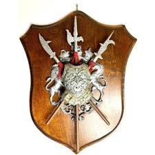 La Balestra Italy Wall Plaque – Heraldic Coat of Arms – Medieval Lions & Halberd