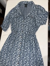 Millennium Women's Tropical Floral Dress Size Medium, Tie Waist, Short Sleeve