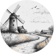 Windmill And Farm on White Tin Metal Signs Home D cor Aluminum Wall Art 8x8 Inch