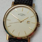 Rotary Wristwatch Men's Unisex Windsor Leather Strap Gold Bezel Date Working