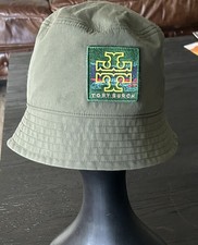 Tory Burch Cappello a secchiello in nylon reversibile chiaro oliva/marino (nuovo $138