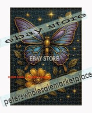 500 piece jigsaw puzzle Golden Butterfly Floral 3D Look Night nature
