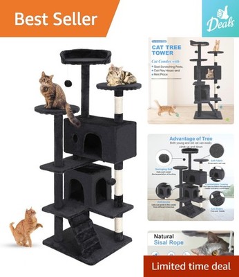 54'' Dark Gray Multi-Level Cat Tree Tower - Ultimate Indoor Playground