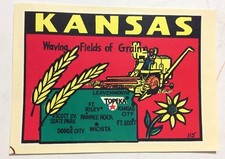 KANSAS, Vintage Travel Decal / Vinyl Sticker, Luggage Label