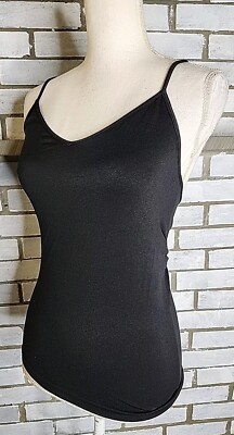   Ambiance Junior s Sleeveless Cami Tank Top Size Medium-Large Black Nylon Blend