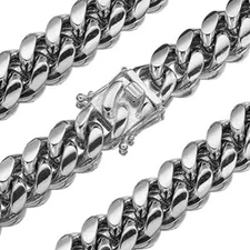 8/10/12/14/16/18mm Women Men's Stainless Steel Curb Cuban Link Chain Necklace
