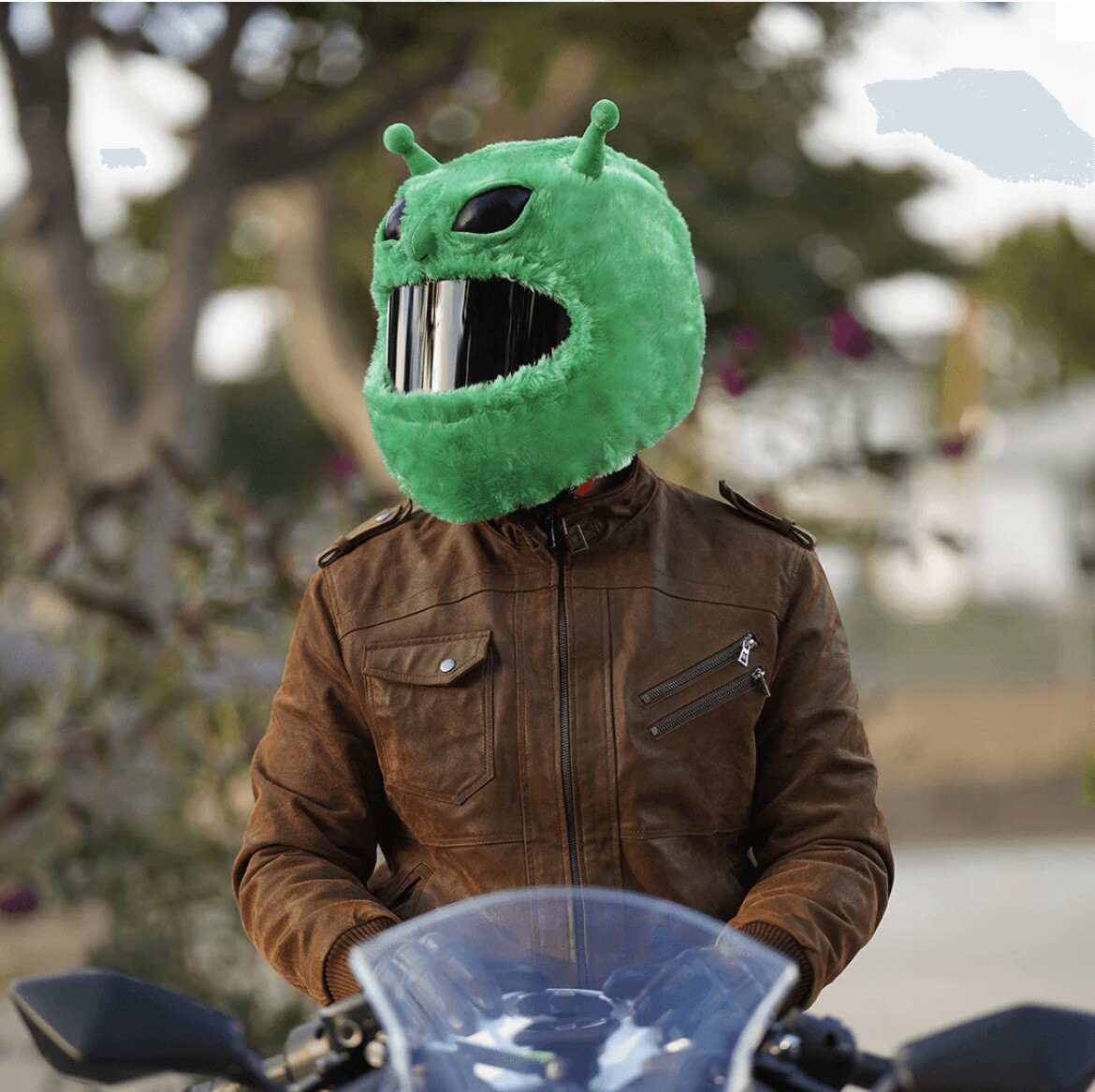 Heated Helmet FREEUP Motorcycle Helmet Cover Plush Green Dinosaur