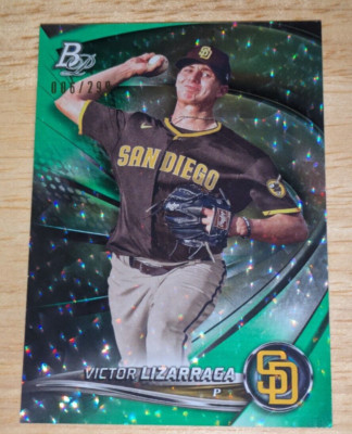 Victor Lizarraga San Diego Padres 2022 Bowman Platinum Green Ice RC #'ed /299