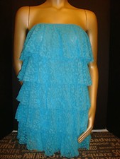 NWT Victoria's Secret COVER UP DRESS SKIRT RUFFLE BLUE cheetah lace M 69 