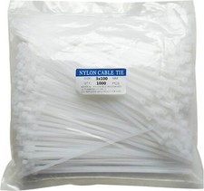 1000 pcs 4 inch Cable Zip Ties Heavy Duty, 4  3 x 100mm , White