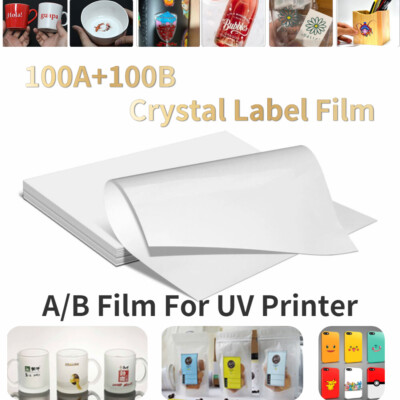 USA A3 UV DTF Printing Film (A) + Transfer Film (B) Crystal Label Film US 200pcs