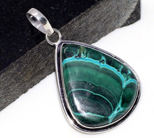 Sterling Silver Plated Malachite Cufflinks - 16.15ct Genuine Stone, High Polish Finish, Gift Boxed