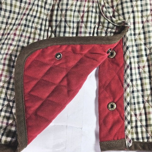 Orvis Deep Red Quilted & Corduroy Lined Adjustable Waist Snap Front Barn Coat - Picture 7 of 16